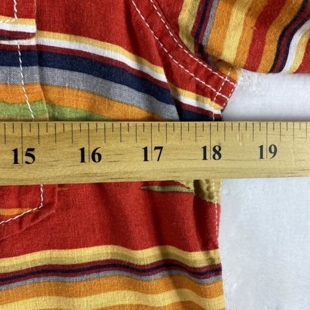 Ryan Michael Shirt Women Sz M Red‎ Western Southern Flap Pockets Linen Blend - Picture 5 of 8